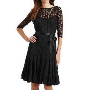 Teri Jon by Rickie Freeman Lace Pintuck Dress
